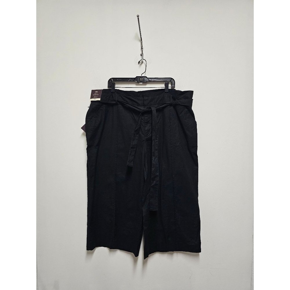 Ava & viv black belted linen blend cropped pants Size 22W